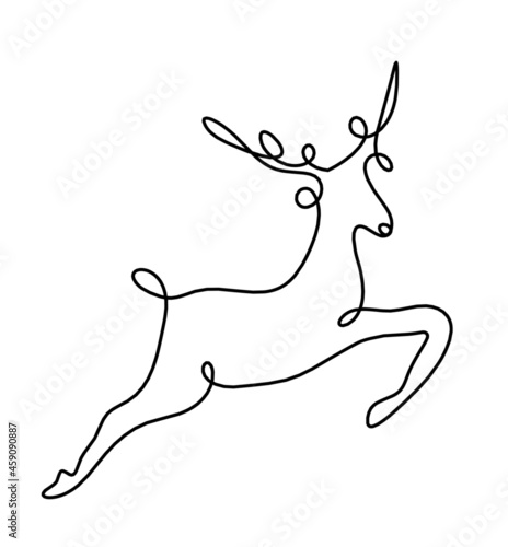 Silhouette of abstract deer as line drawing on white