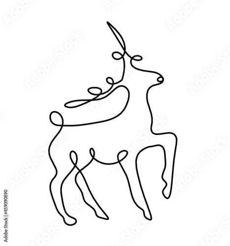 Silhouette of abstract deer as line drawing on white