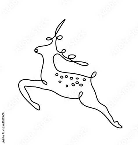 Silhouette of abstract deer as line drawing on white