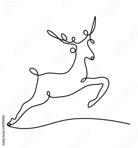 Silhouette of abstract deer as line drawing on white