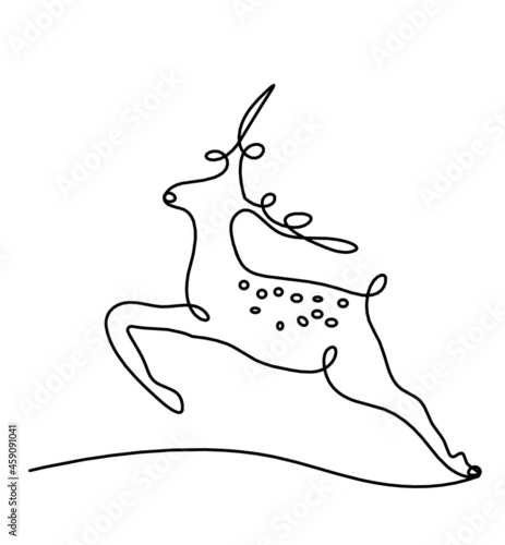 Silhouette of abstract deer as line drawing on white