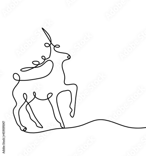 Silhouette of abstract deer as line drawing on white
