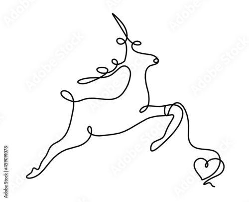 Silhouette of abstract deer as line drawing on white