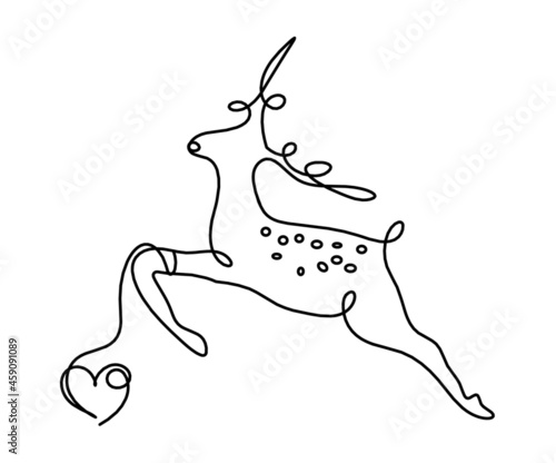 Silhouette of abstract deer as line drawing on white