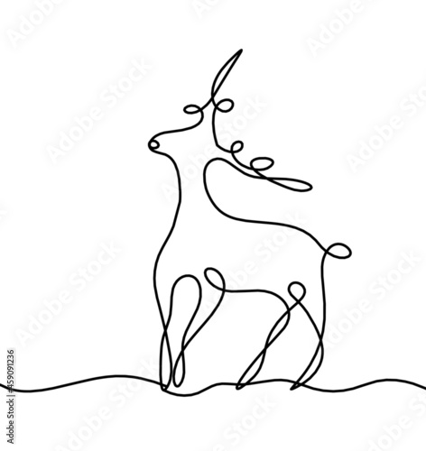 Silhouette of abstract deer as line drawing on white