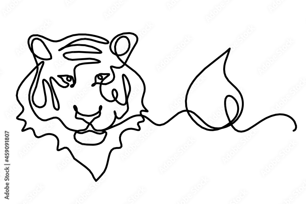 Silhouette of abstract tiger as line drawing on white. Vector Silhouette of abstract tiger as line drawing on white. Vector