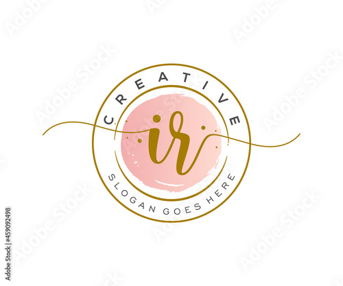 initial IR Feminine logo beauty monogram and elegant logo design, handwriting logo of initial signature, wedding, fashion, floral and botanical with creative template.