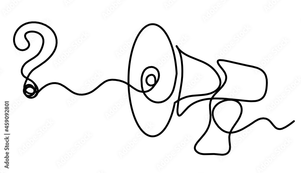 Abstract megaphone as continuous lines drawing on white background. Vector Abstract megaphone as continuous lines drawing on white background. Vector