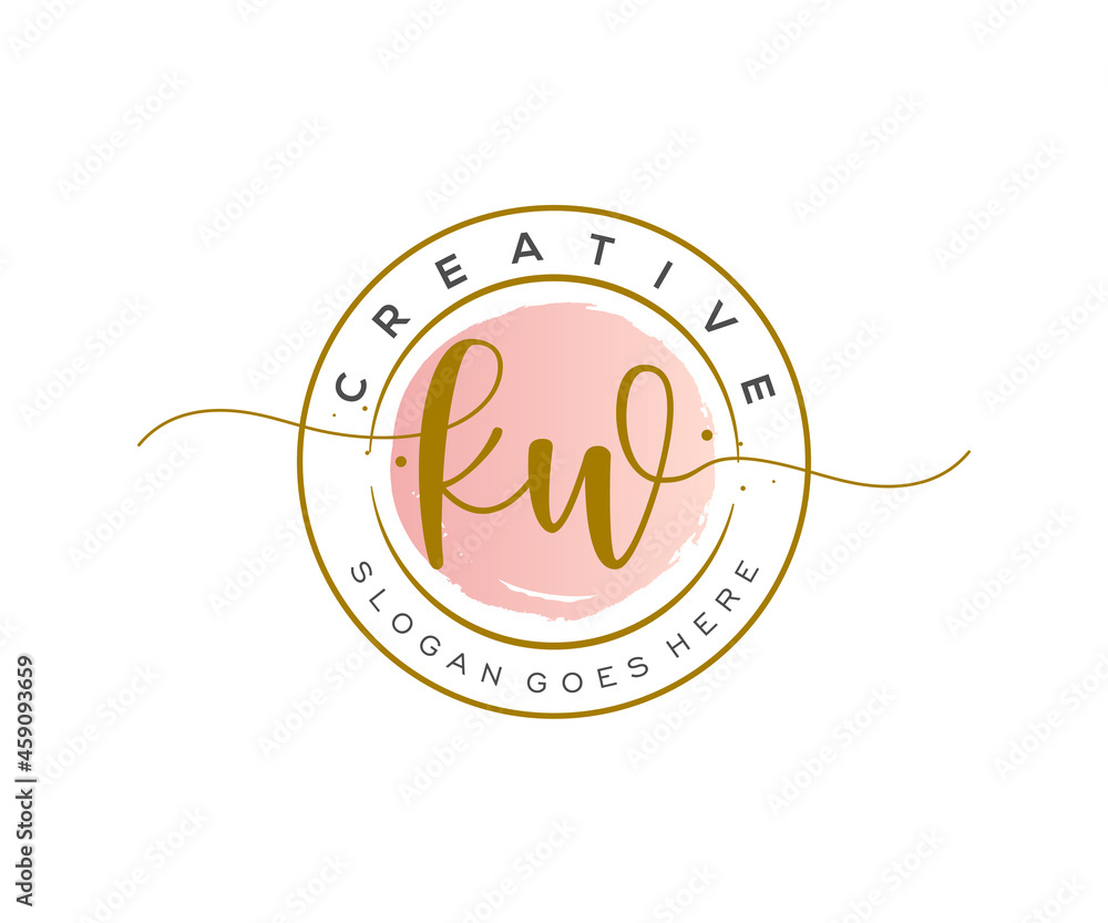 initial KW Feminine logo beauty monogram and elegant logo design ...