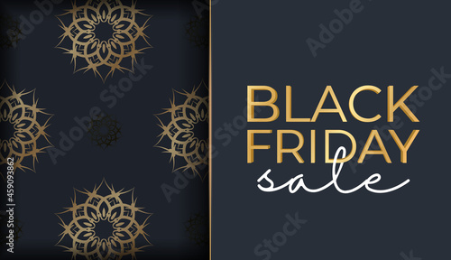 Festive Poster Sale Black Friday Dark Blue With Ancient Golden Pattern