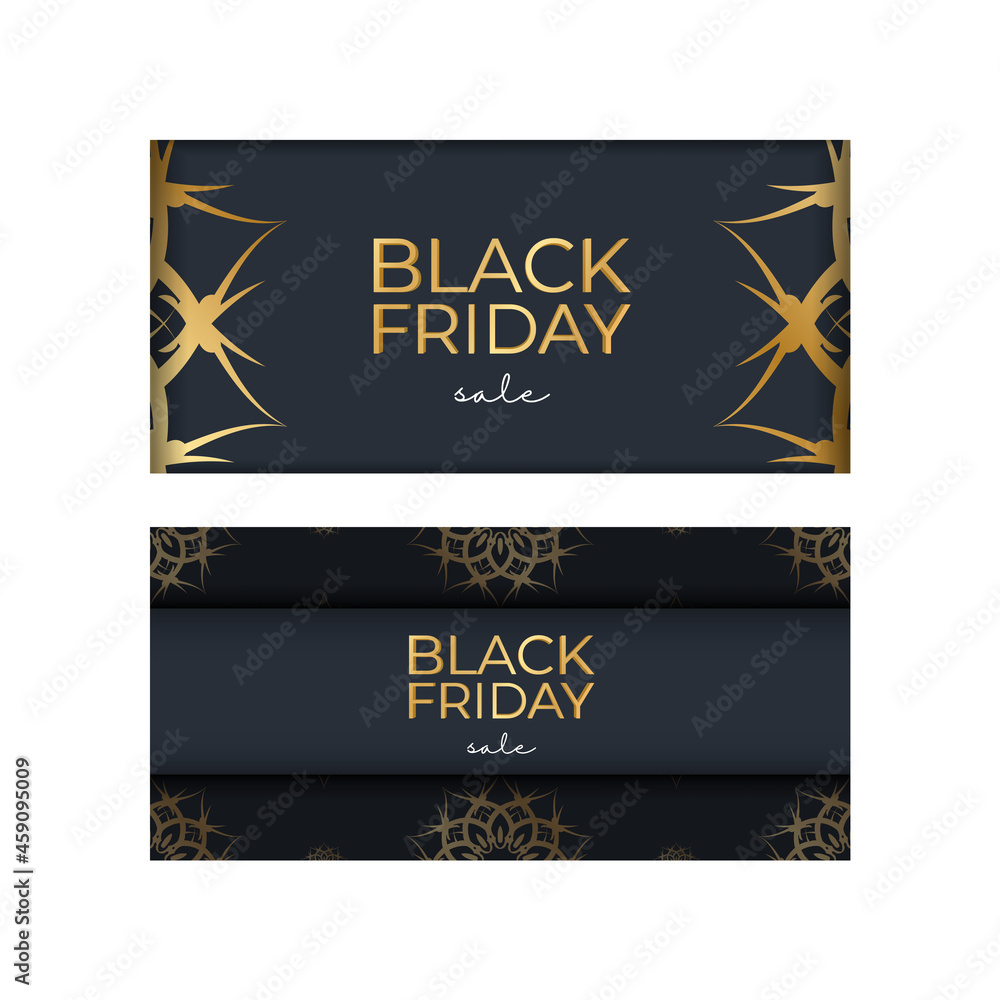 Festive Poster for Black Friday Sale Dark Blue with Greek Gold Ornament