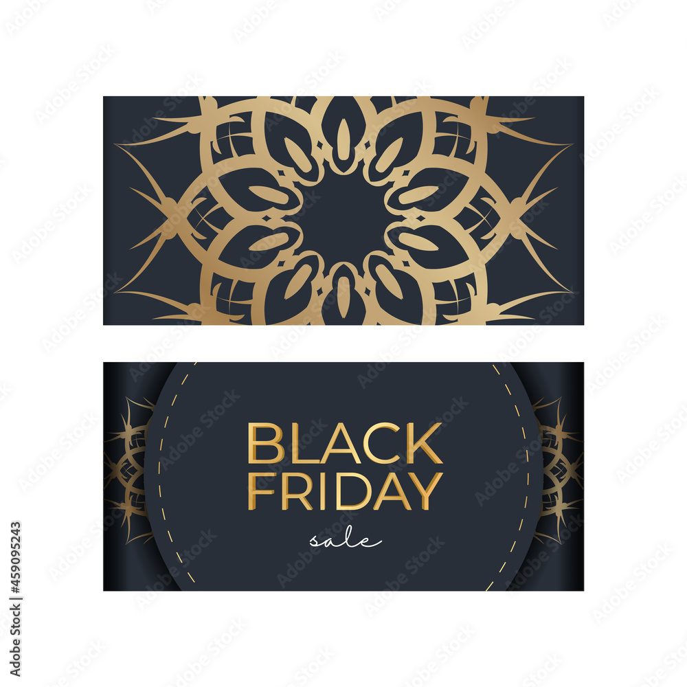 Poster Poster Black Friday Dark Blue with Luxurious Gold Pattern Poster Poster Black Friday Dark Blue with Luxurious Gold Pattern