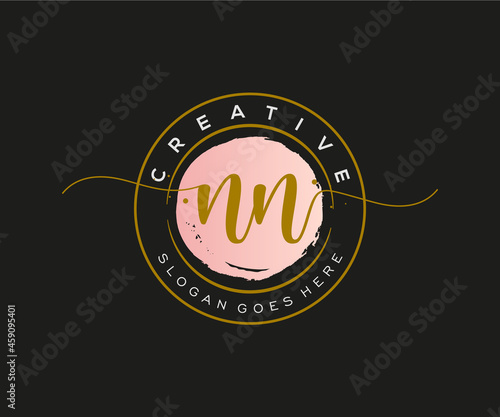 initial NN Feminine logo beauty monogram and elegant logo design, handwriting logo of initial signature, wedding, fashion, floral and botanical with creative template. photo