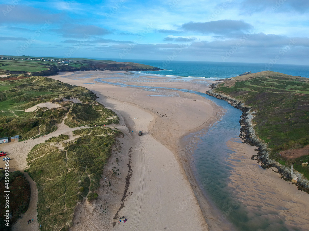 Looking across the estuary at Crantock to Newquay, Cornwall