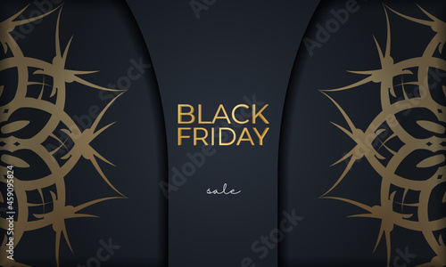 Black Friday Sale Poster Template With Greek Golden Pattern