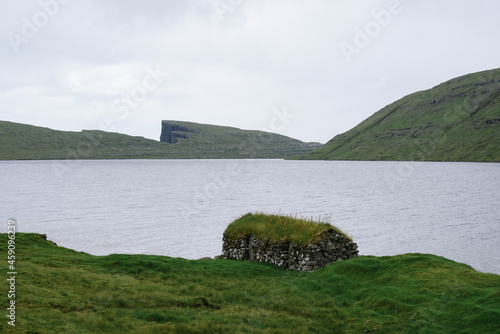 View of Lake Leitisvatn, Faroe Islands photo