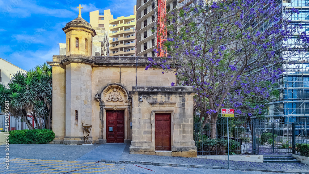 Fototapeta premium Saint Lukes Garrisson Chapel built in 1910 to serve the British army in Sliema, Malta.