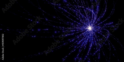 burst curve laser light black technology concept background image 3D illustration