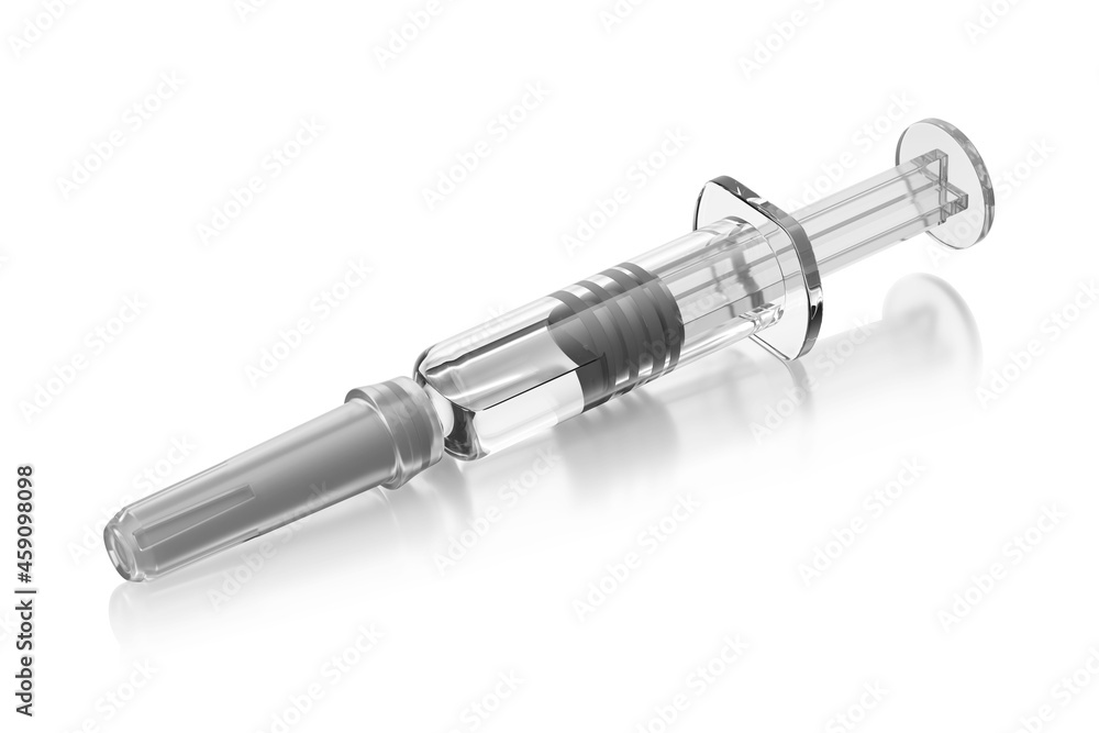 Pre-filled syringe isolated. 3D rendering. Pre-filled syringe isolated. 3D rendering.