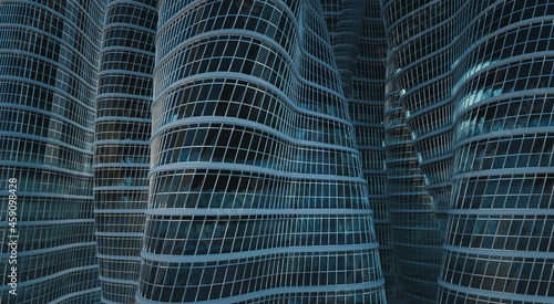 3D rendering glass buildings background.