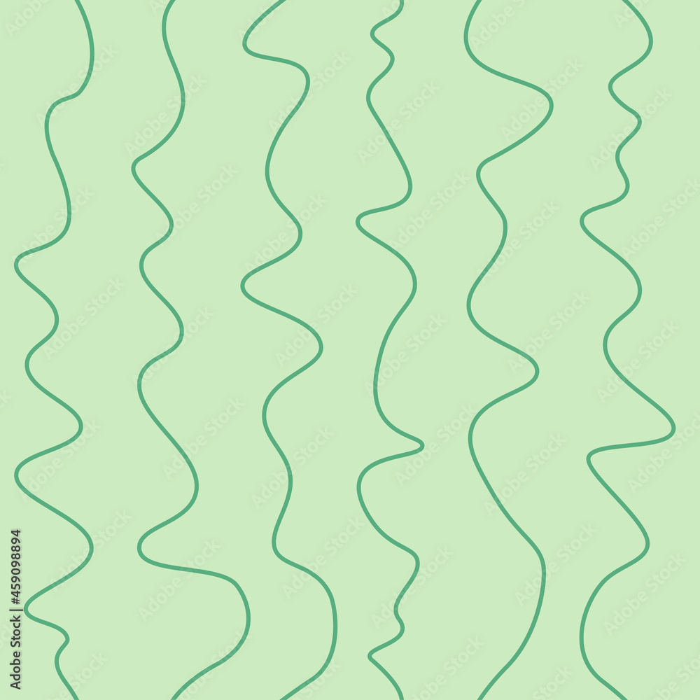Vector seamless pattern of green waves. Design for fabric, packing paper, cover, or other purposes.