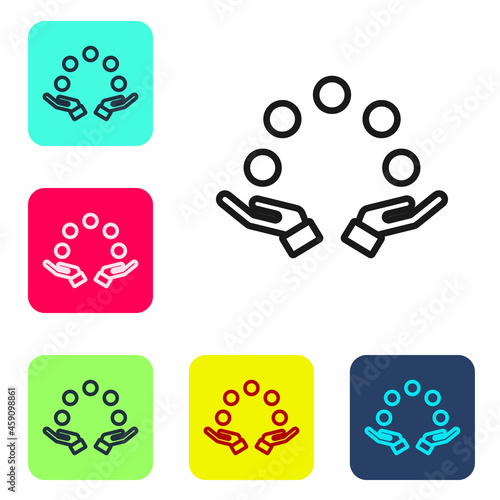 Black line Juggling ball icon isolated on white background. Set icons in color square buttons. Vector