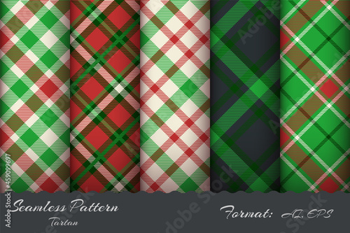 Set retro tartan seamless pattern