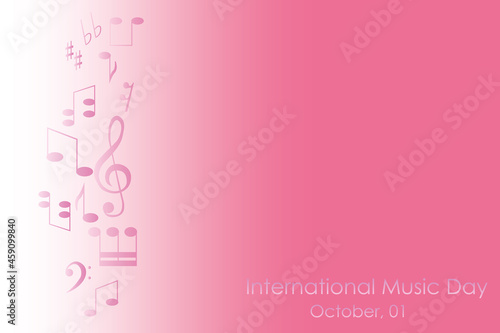 Abstract music notes isolated on pink gradient background, vector iilustration of international music day event © Sondem