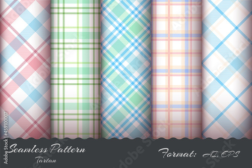 Set retro tartan seamless pattern