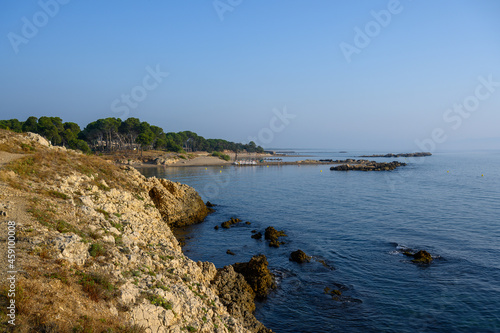 L'Escala catalonia Spain  July 22 2019 panorama rocky outcrop leading to empuries photo