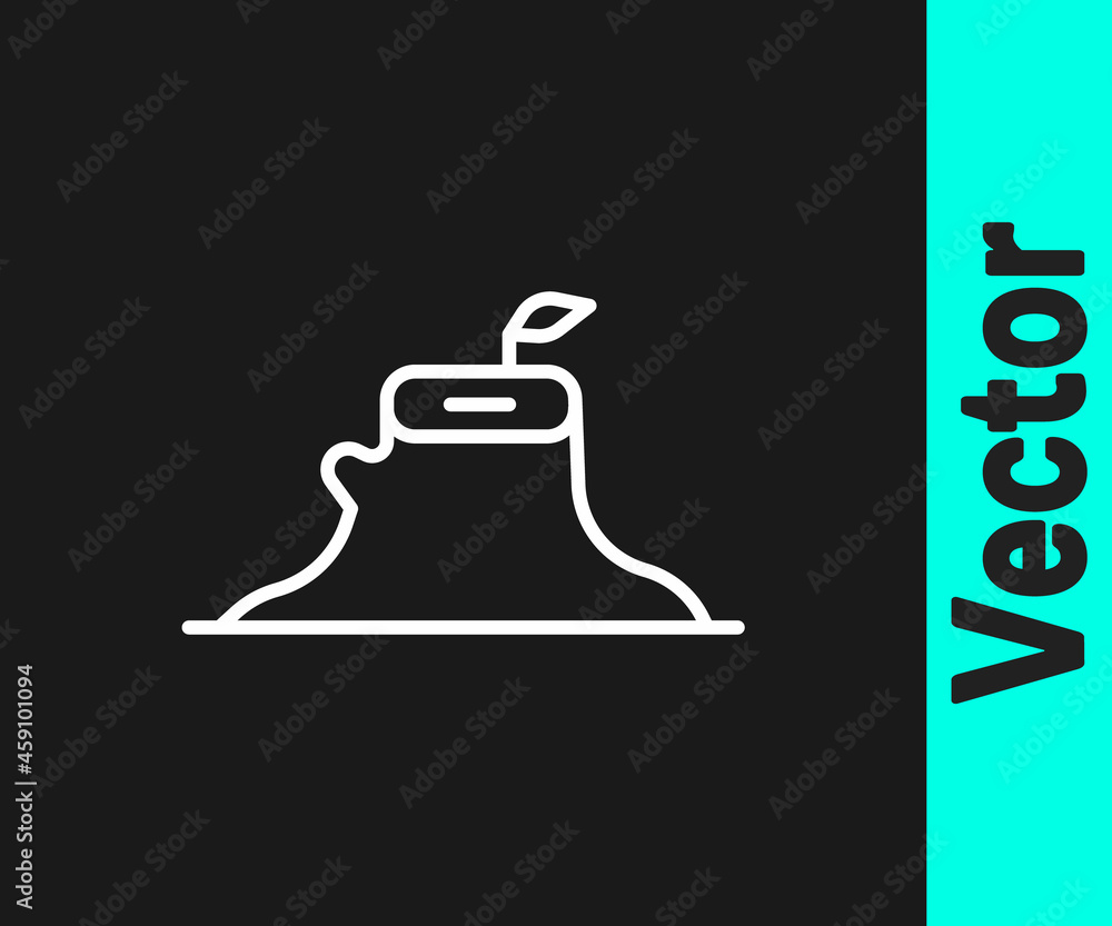 White line Tree stump icon isolated on black background. Vector White line Tree stump icon isolated on black background. Vector