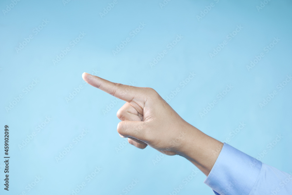 young businessman in suit point finger young businessman in suit point finger