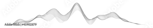 Sound wave in abstract style on white background. Abstract digital signal wave line. Vector music voice vibration, song waveform digital spectrum, audio pulse and waveform frequency equalizer.