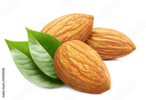 Delicious almonds on white