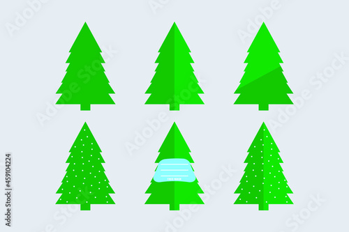 Christmas Tree vector illustration.   Face mask on Christmas tree.   Coronavirus concept. 