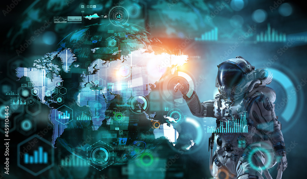 Fototapeta premium Space technology concept . Mixed media