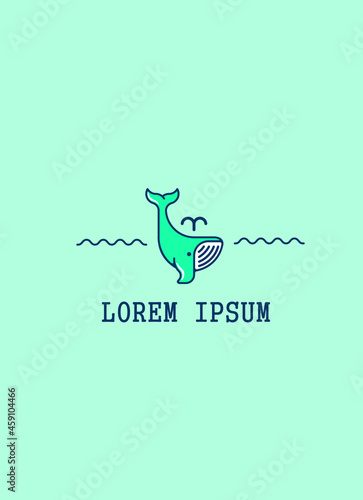 Whale logo on a blue background