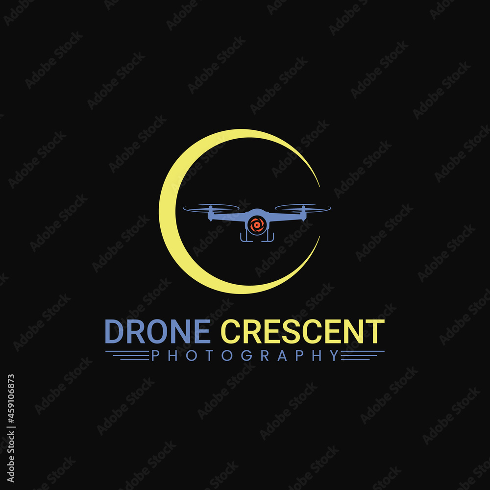 Crescent drone logo vector. Suitable for use in the photography technology industry, services, YouTubers, etc. Crescent drone logo vector. Suitable for use in the photography technology industry, services, YouTubers, etc.