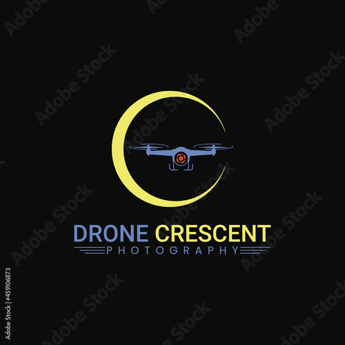 Crescent drone logo vector. Suitable for use in the photography technology industry, services, YouTubers, etc.
