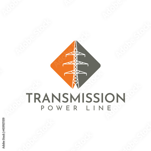 Transmission power pole line logo vector, suitable for mechanic and engineering.