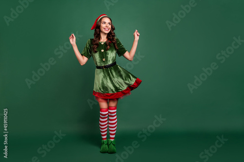 Cuadro en lienzo Full length body size view of attractive cheerful girl elf posing having fun eve
