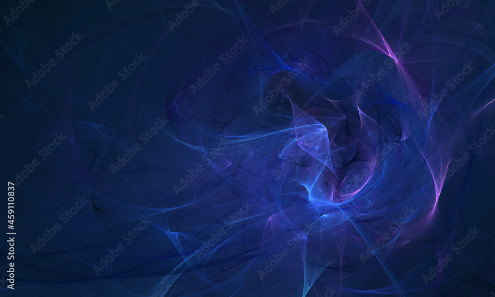 Galactic purple violet texture, dynamic ethereal substance with blue glow in deep dark space. Vortex of cosmic fluid matter, magic futuristic digital 3d illustration. Great as background, print cover.