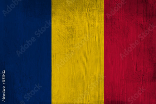 Patriotic wooden background in color of Romania flag