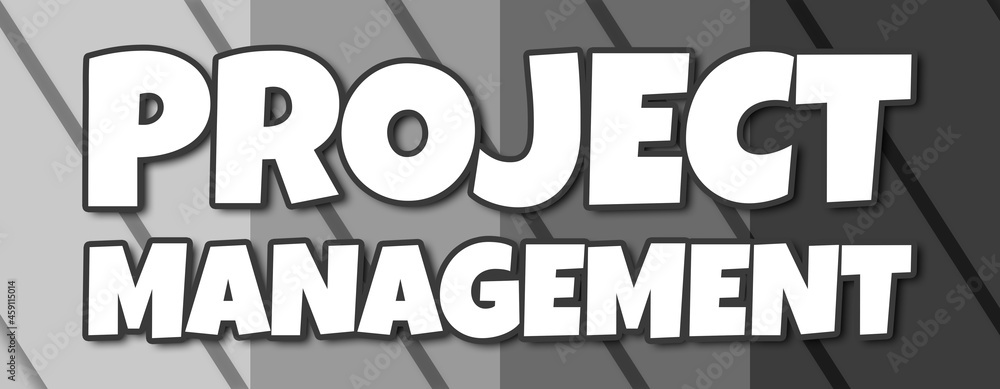 Project Management - text written on striped grey background