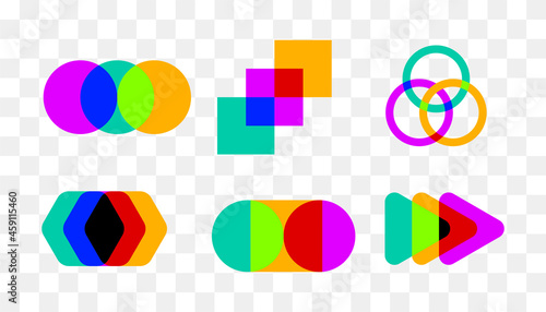 Set of geometric abstract overlap shapes