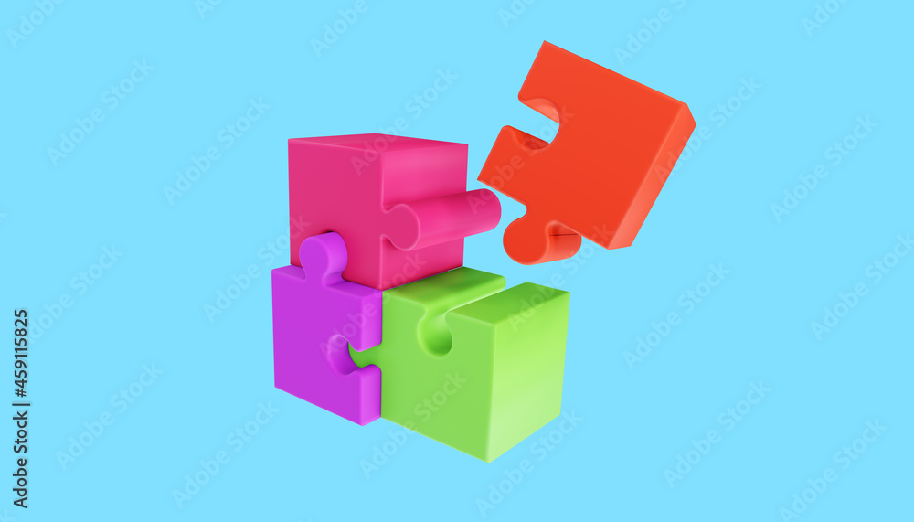 3D jigsaw puzzle pieces. Problem-solving, business concept. 3d illustration 3D jigsaw puzzle pieces. Problem-solving, business concept. 3d illustration