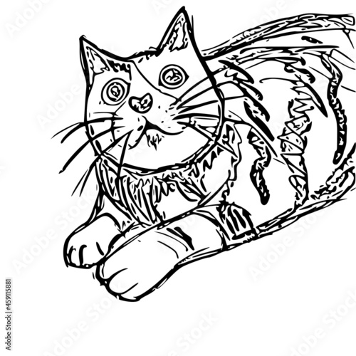 可愛い子猫のモノクロイラスト