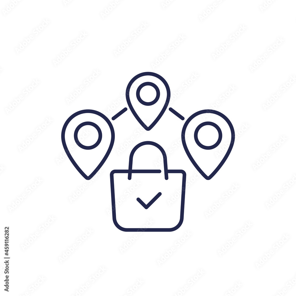 grocery delivery line icon with a shopping bag grocery delivery line icon with a shopping bag