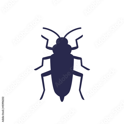borer bug icon on white, woodboring beetle