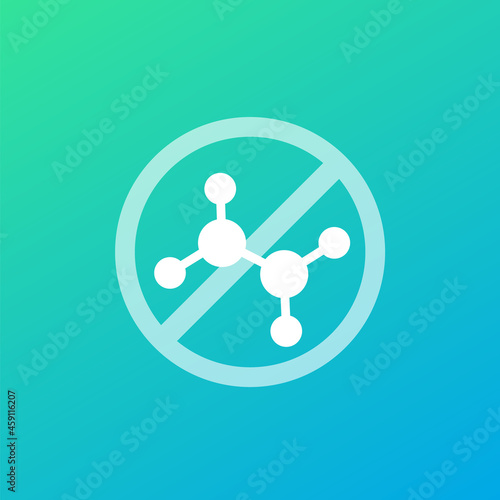 Chemical free icon with a molecule, vector